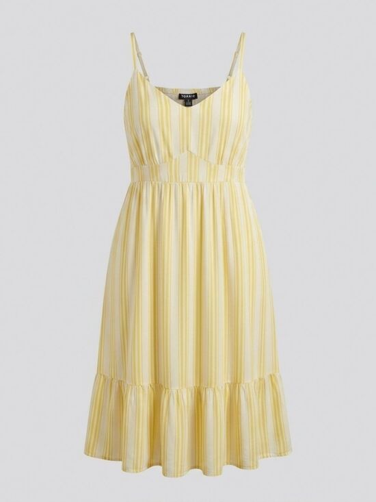torrid Dresses & Skirts - torrid Yellow & White Striped Spaghetti-Strap Midi Dress Sz 2 (XXL US)